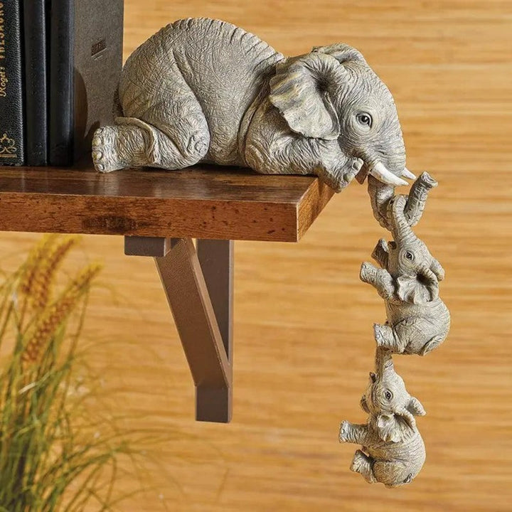 Elephant Figurine Set - Three Piece Shelf-Sitter Statue