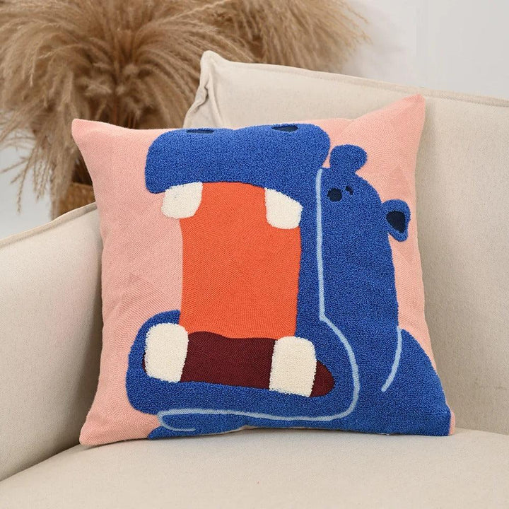 Embroidered Animal Cushion Cover | Playful Nordic Sofa Cushion Cover