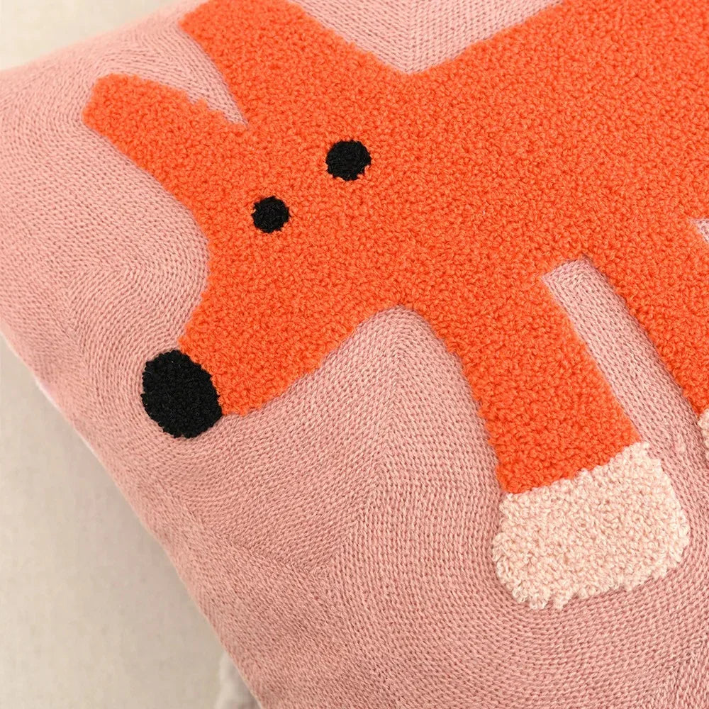 Embroidered Animal Cushion Cover | Playful Nordic Sofa Cushion Cover