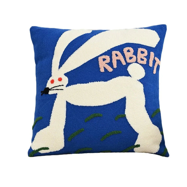Embroidered Animal Cushion Cover in Rabbit