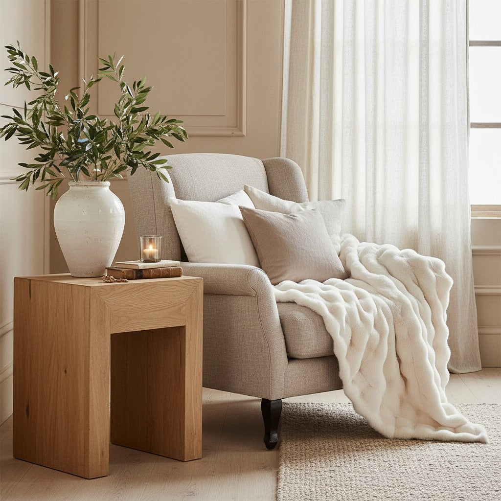 Faux Fur Wave Throw | Super Soft Luxury Fluffy Blanket