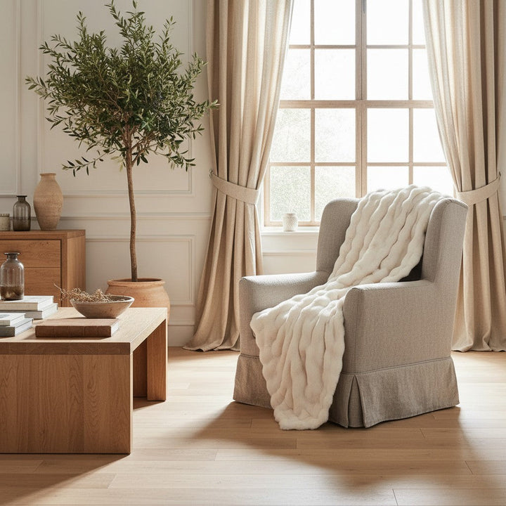Faux Fur Wave Throw | Super Soft Luxury Fluffy Blanket