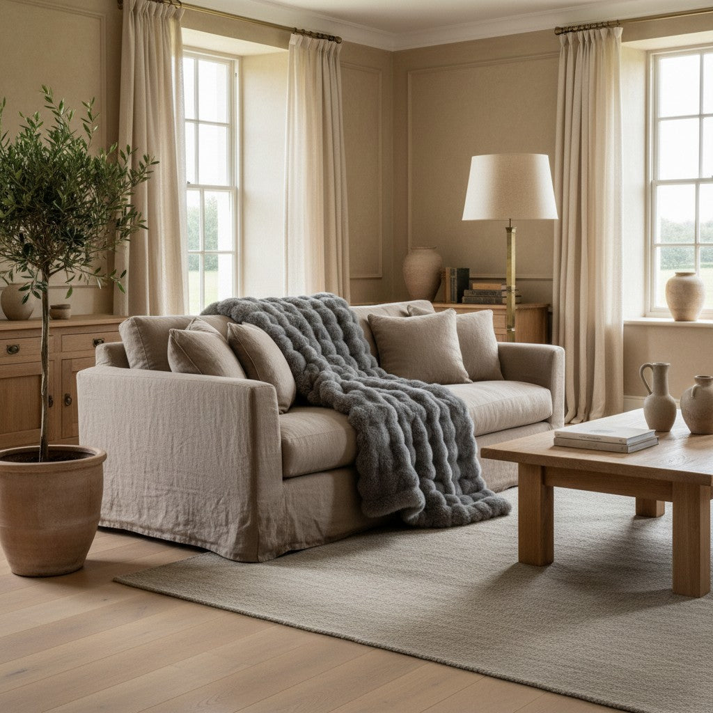 Faux Fur Wave Throw | Super Soft Luxury Fluffy Blanket