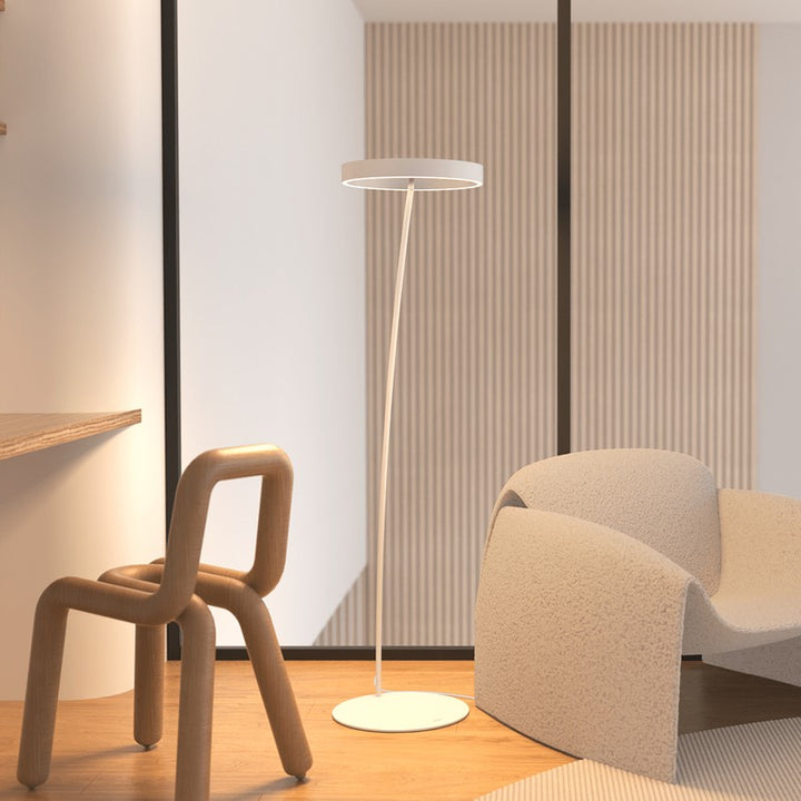 Floor Lamp - Circular LED Light Ring with Dimmable Functionality