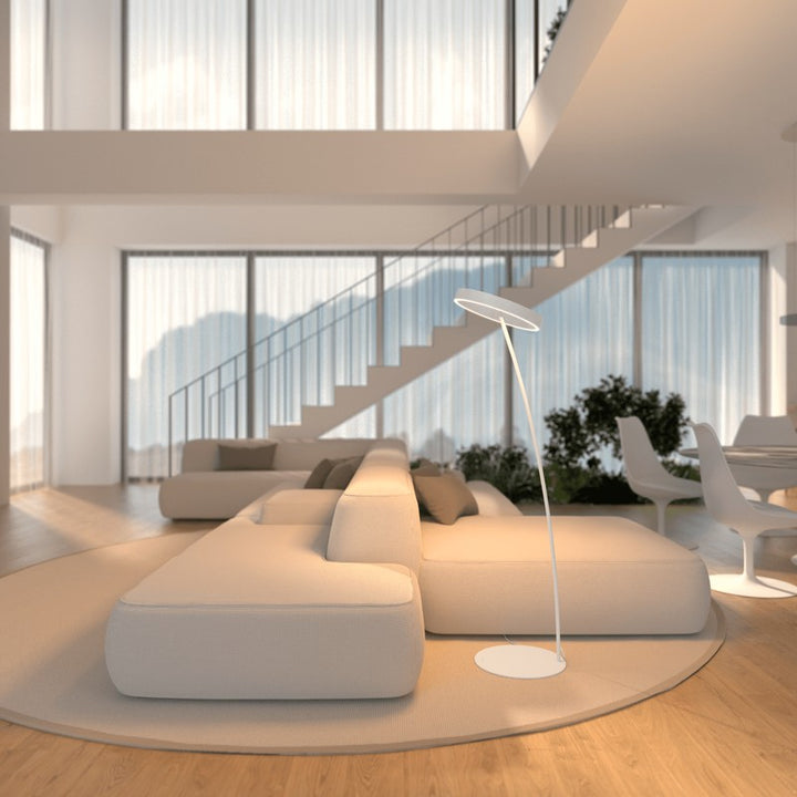 Floor Lamp - Circular LED Light Ring with Dimmable Functionality