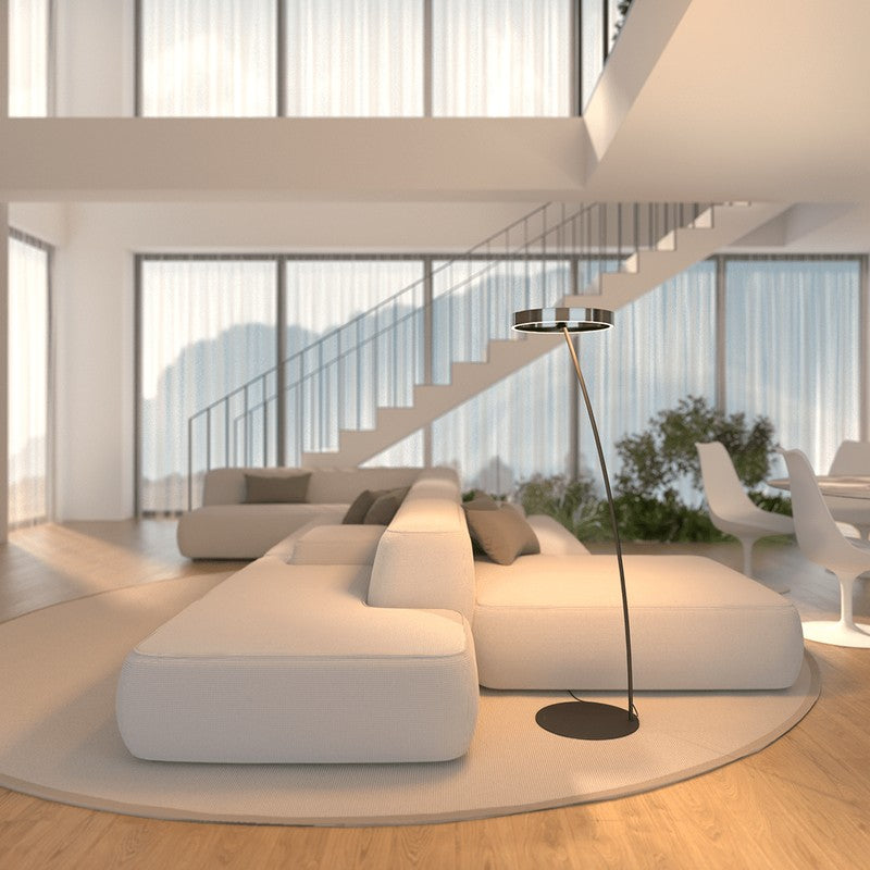 Floor Lamp - Circular LED Light Ring with Dimmable Functionality