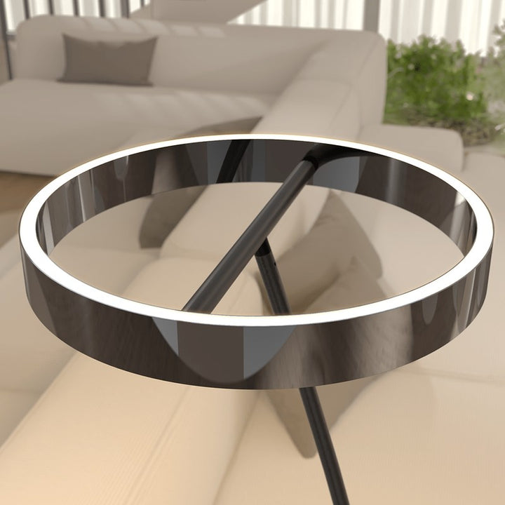 Floor Lamp - Circular LED Light Ring with Dimmable Functionality