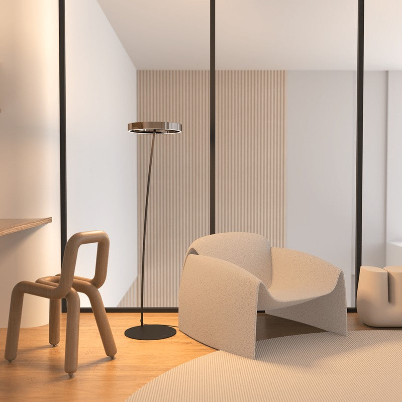 Floor Lamp - Circular LED Light Ring with Dimmable Functionality
