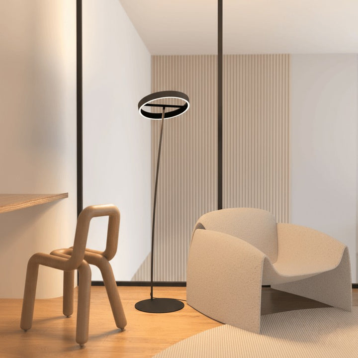 Floor Lamp - Circular LED Light Ring with Dimmable Functionality