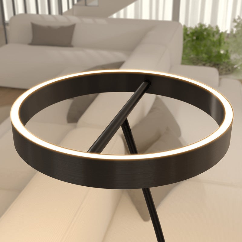 Floor Lamp - Circular LED Light Ring with Dimmable Functionality