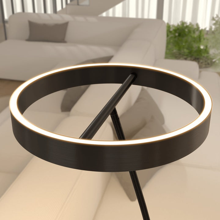 Floor Lamp - Circular LED Light Ring with Dimmable Functionality