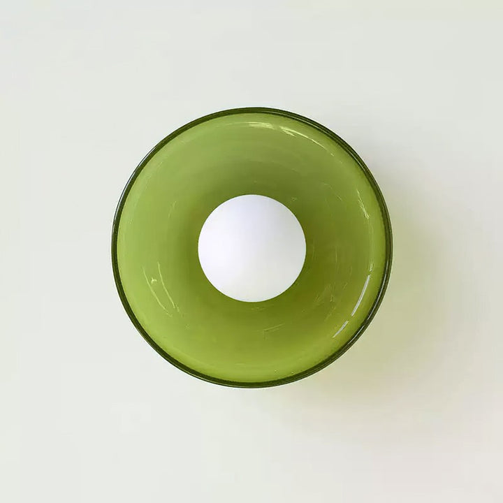 Flush-Mount Ceiling Lamp - Disc-Shaped Shade with Globe Bulb