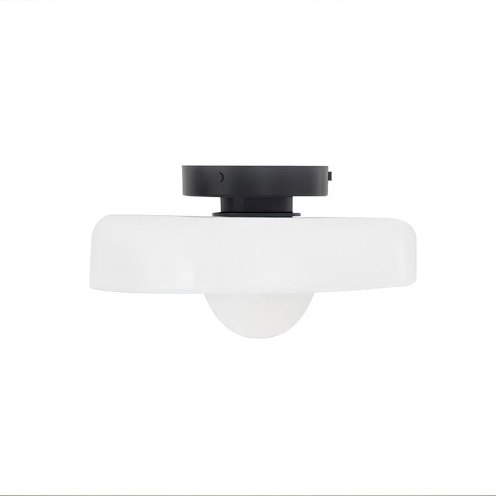 Flush-Mount Ceiling Lamp - Disc-Shaped Shade with Globe Bulb