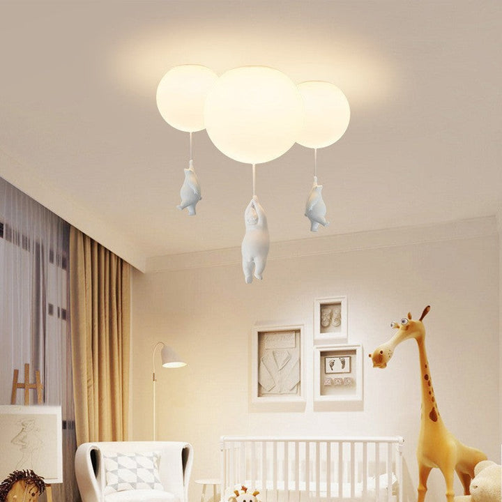 Flush Mount Ceiling Light - Polar Bear Figurine with Spherical Shade