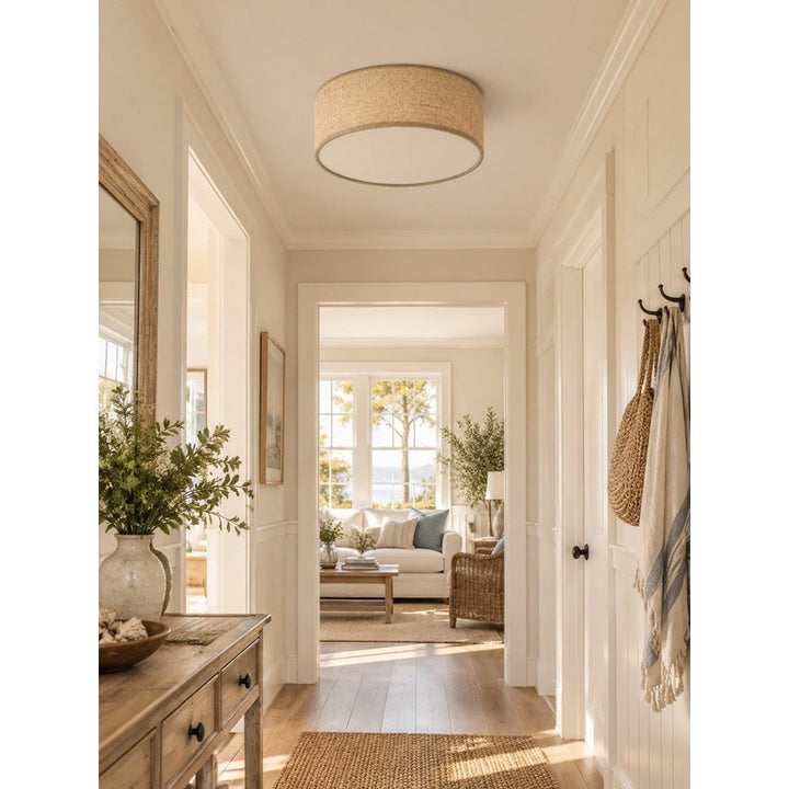 Flush Mount Ceiling Light - Round Drum Shade