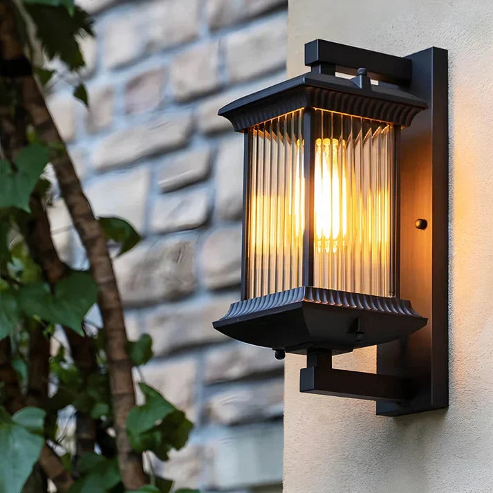 Fluted Glass Outdoor Wall Lantern | Classic Porch Wall Light