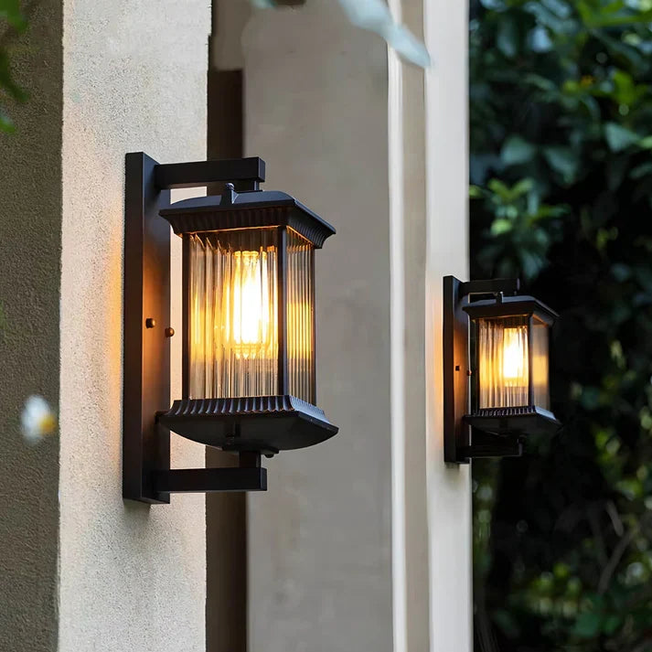 Fluted Glass Outdoor Wall Lantern | Classic Porch Wall Light
