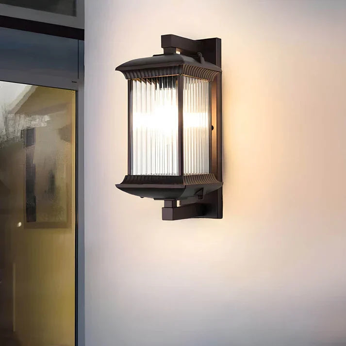 Fluted Glass Outdoor Wall Lantern | Classic Porch Wall Light