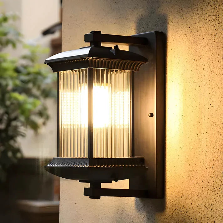 Fluted Glass Outdoor Wall Lantern | Classic Porch Wall Light