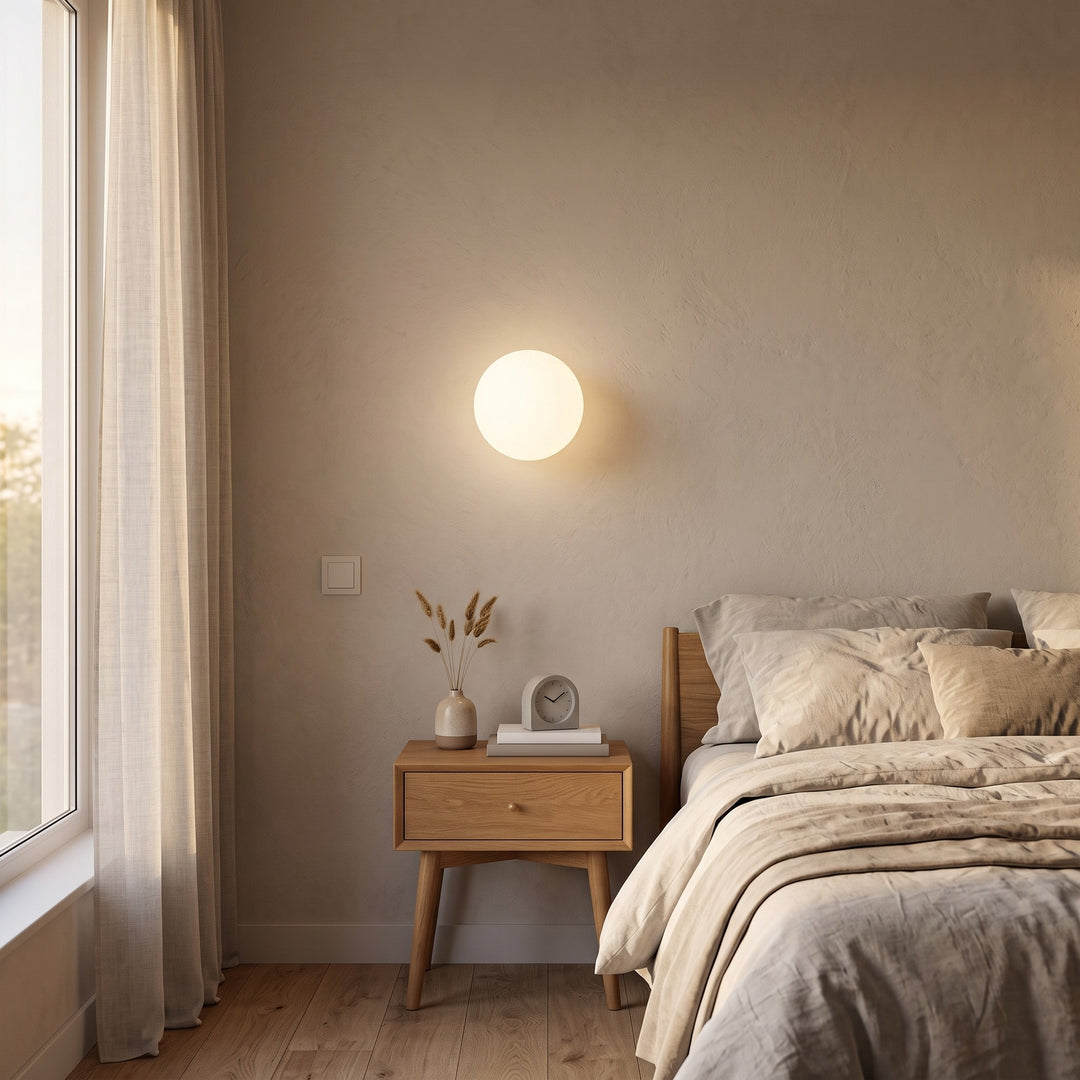 Frosted Glass Globe Wall Light styled in a home interior
