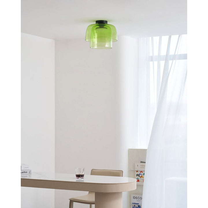 Glass Ceiling Lamp - Flush Mount with Multi-Tier Shade