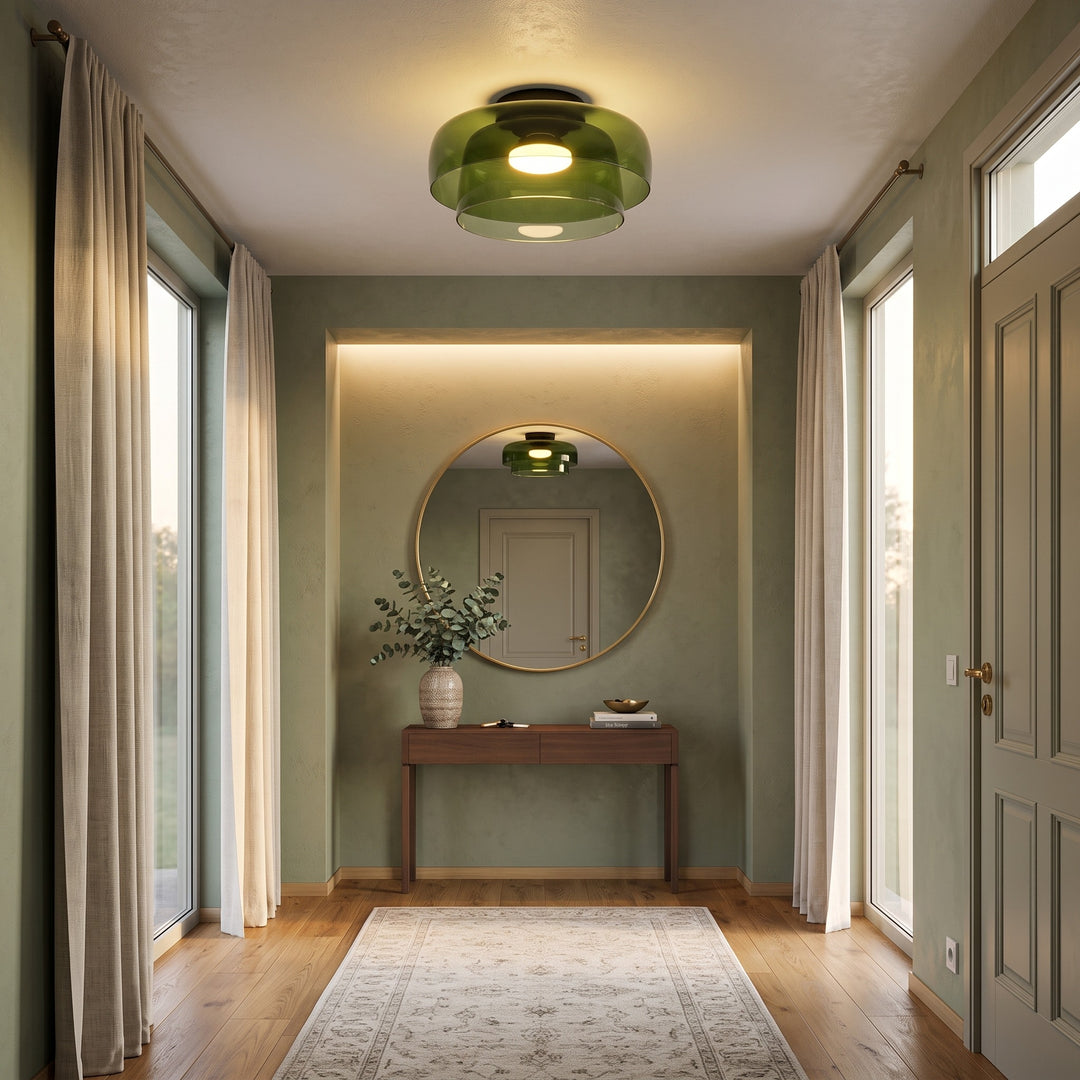 Glass Ceiling Light Tiered Flush Mount Fixture