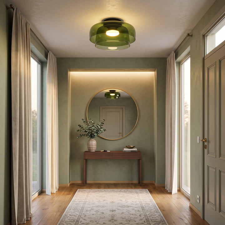 Glass Ceiling Light Tiered Flush Mount Fixture