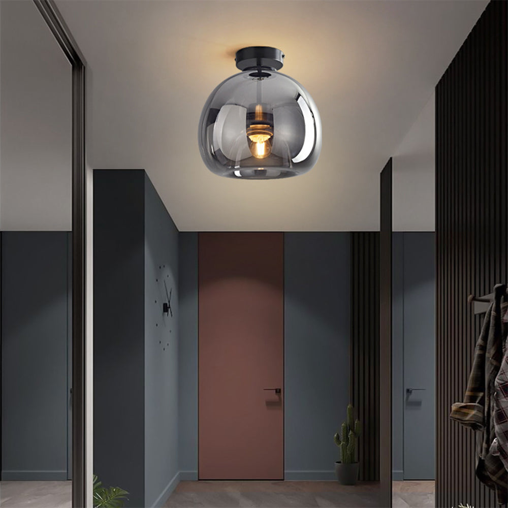 Glass Globe Ceiling Light in Black