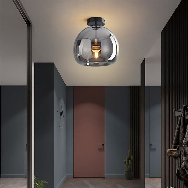 Glass Globe Ceiling Light in Black