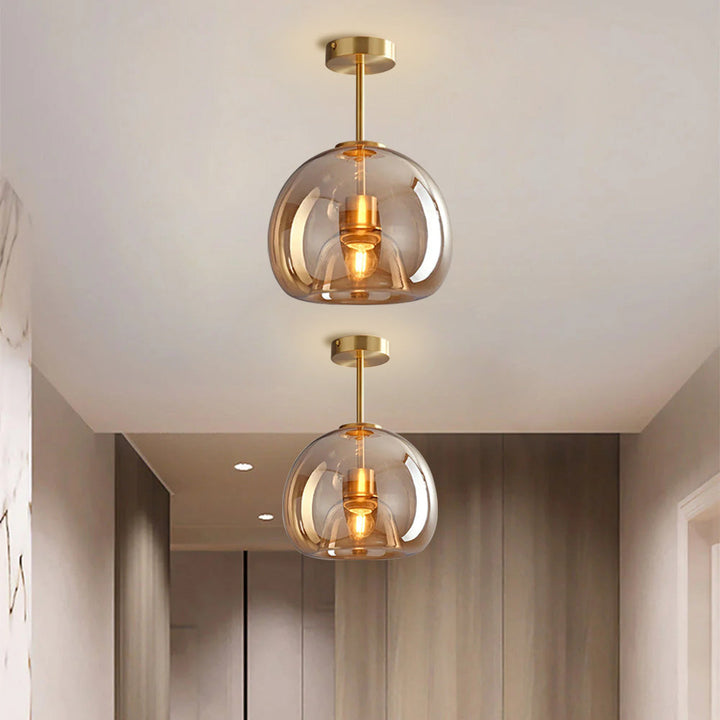 Glass Globe Ceiling Light in Gold