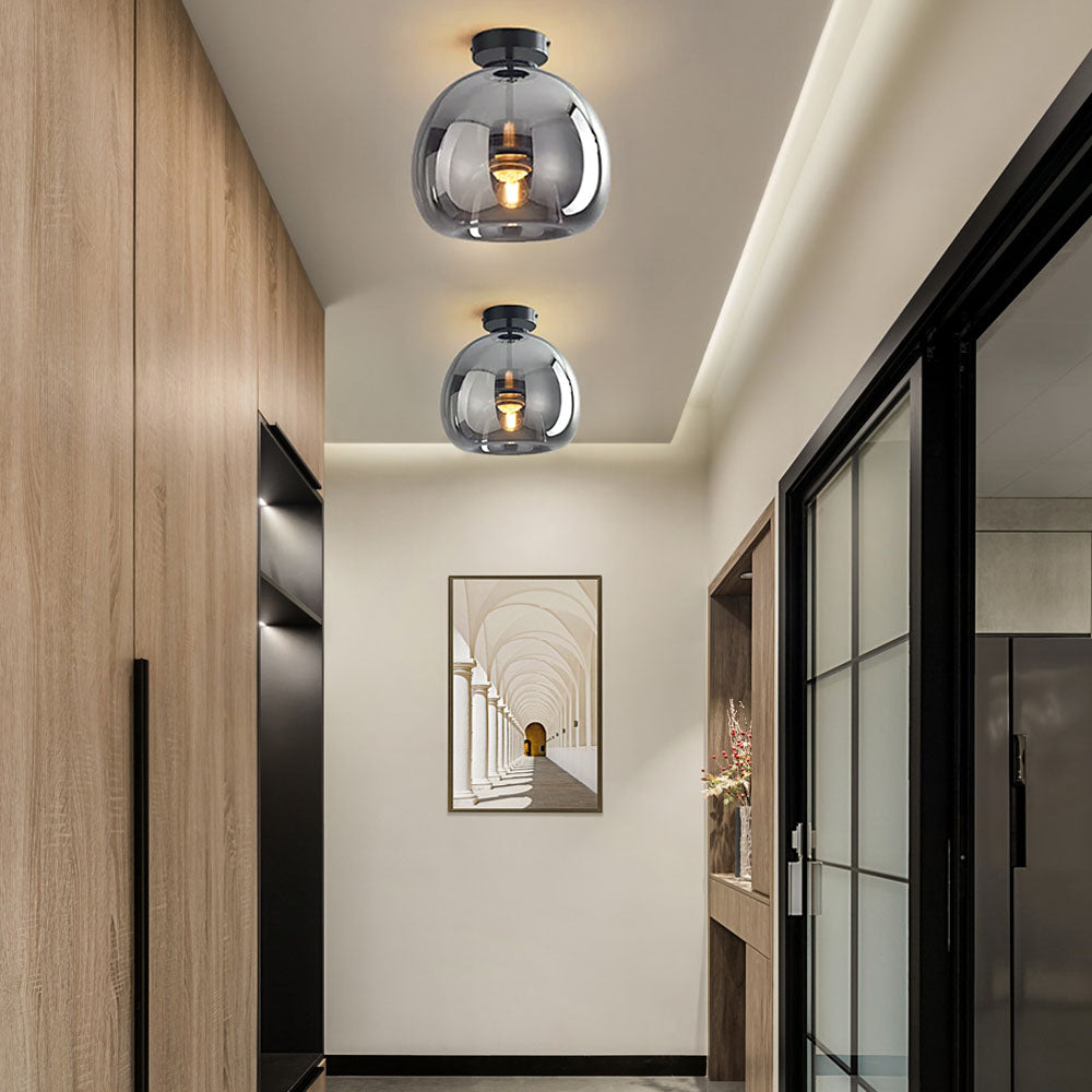 Glass Globe Ceiling Light | Modern Flush Mount Hallway Light