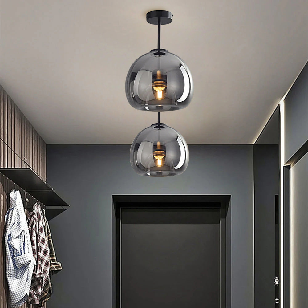 Glass Globe Ceiling Light in Black