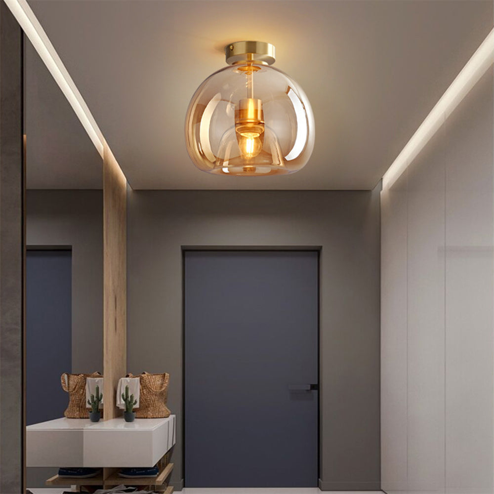 Glass Globe Ceiling Light | Modern Flush Mount Hallway Light