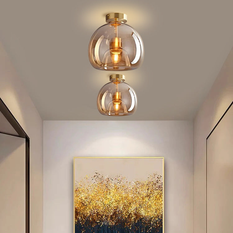 Glass Globe Ceiling Light in Gold