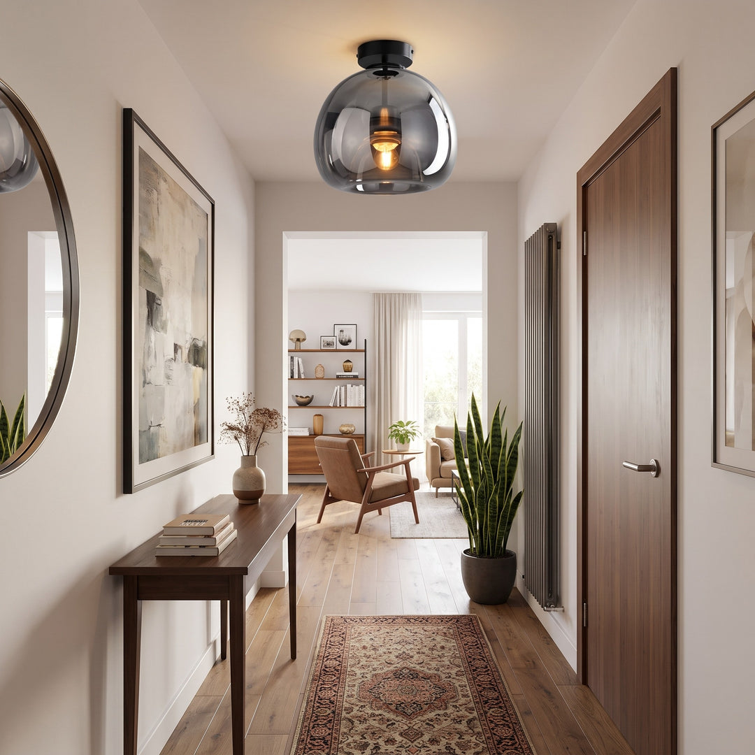 Glass Globe Ceiling Light styled in a home interior
