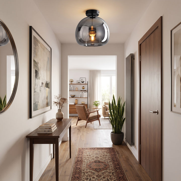 Glass Globe Ceiling Light styled in a home interior