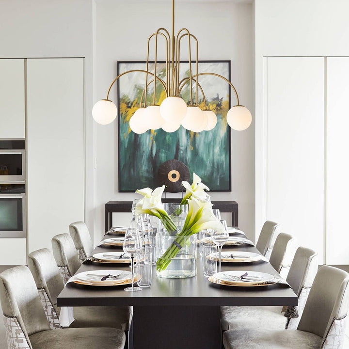 Glass Globe Chandelier | Mid-Century 10-Light Bubble Chandelier
