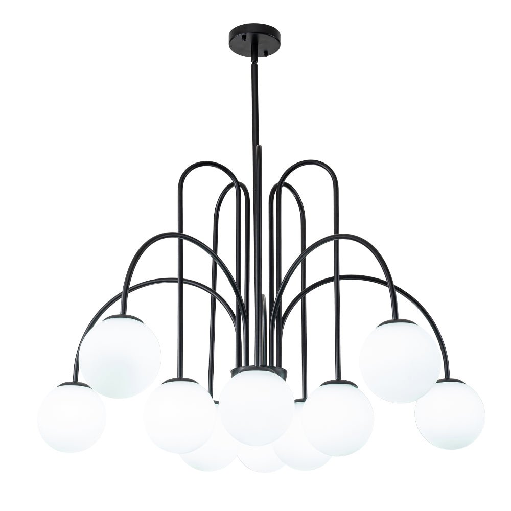 Glass Globe Chandelier | Mid-Century 10-Light Bubble Chandelier