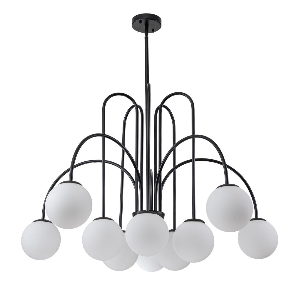 Glass Globe Chandelier | Mid-Century 10-Light Bubble Chandelier