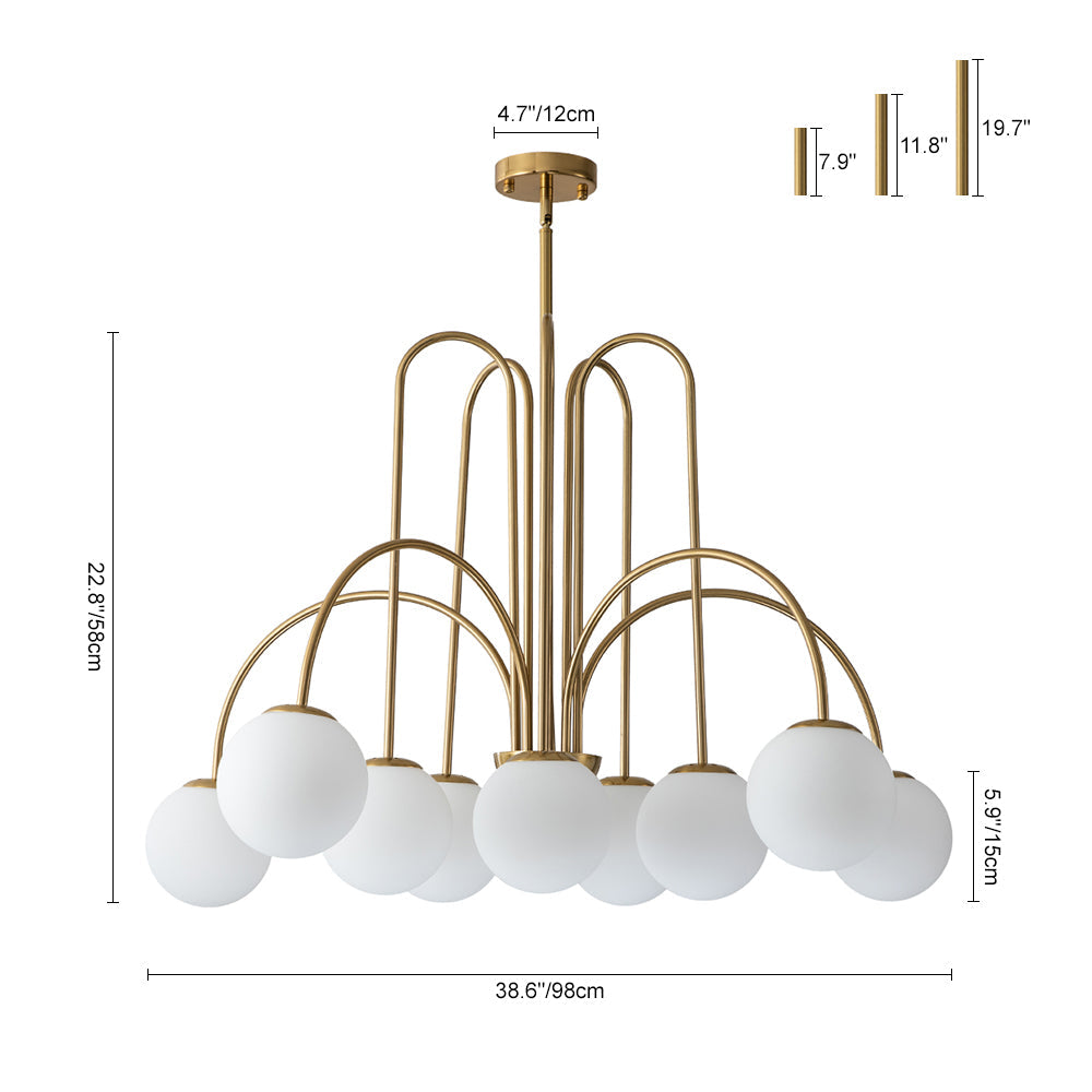 Glass Globe Chandelier | Mid-Century 10-Light Bubble Chandelier