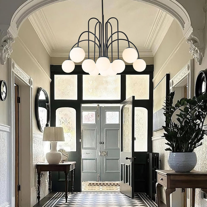 Glass Globe Chandelier in Black