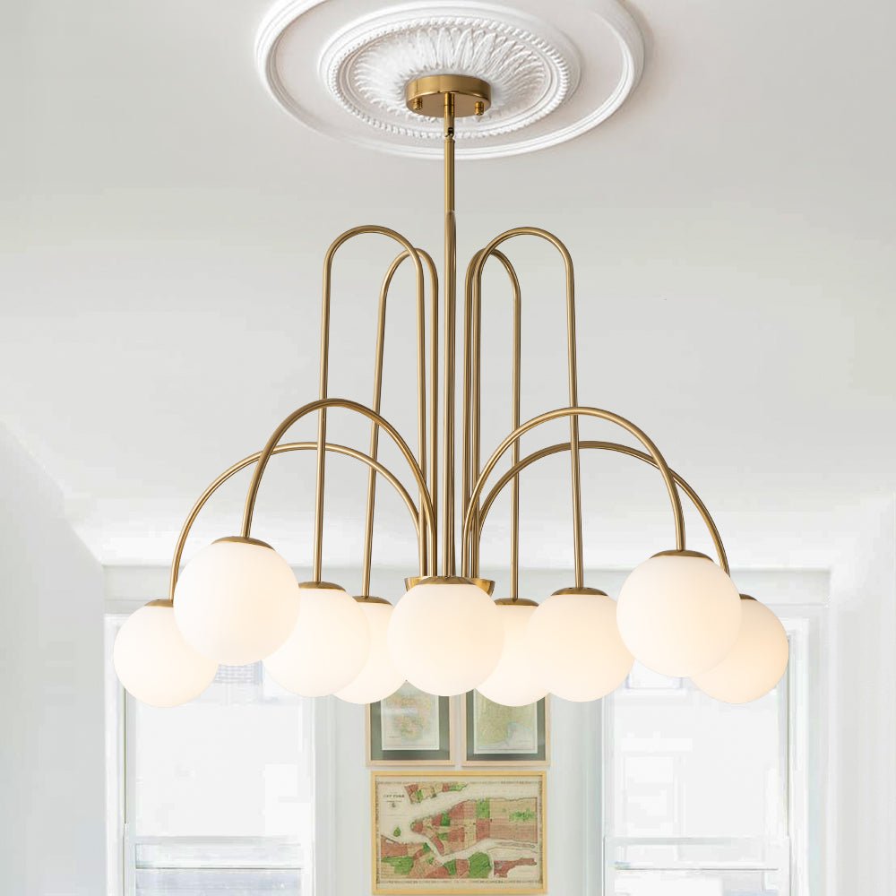 Glass Globe Chandelier | Mid-Century 10-Light Bubble Chandelier