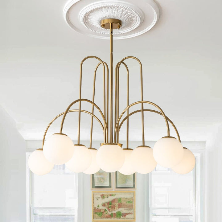 Glass Globe Chandelier | Mid-Century 10-Light Bubble Chandelier