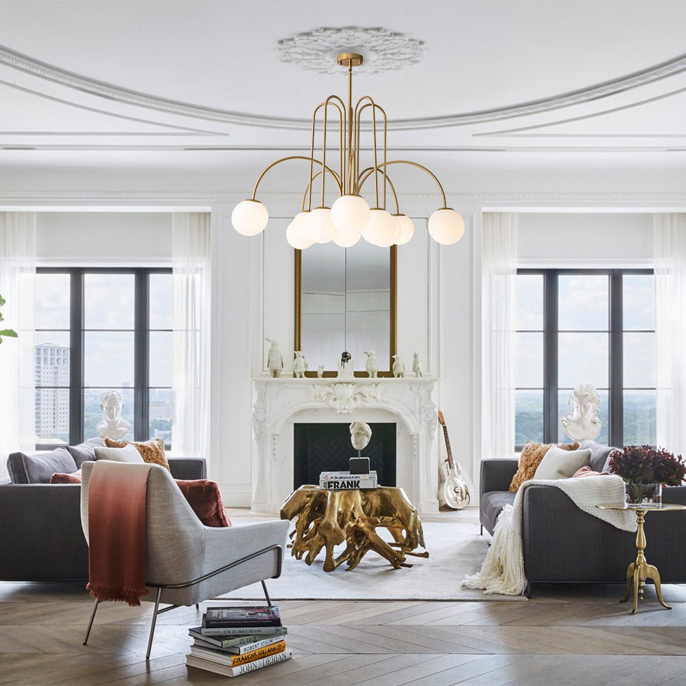 Glass Globe Chandelier | Mid-Century 10-Light Bubble Chandelier