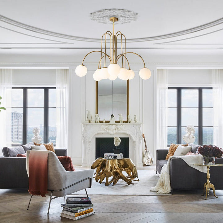 Glass Globe Chandelier | Mid-Century 10-Light Bubble Chandelier