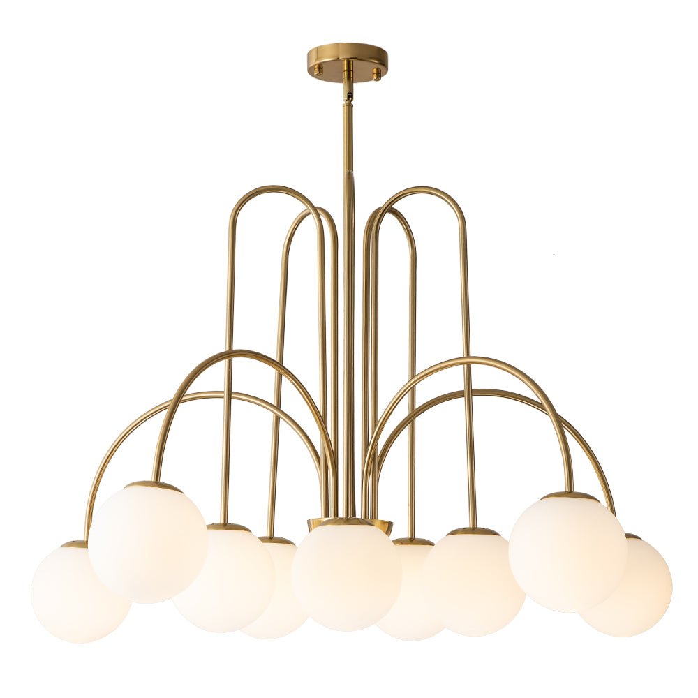Glass Globe Chandelier | Mid-Century 10-Light Bubble Chandelier