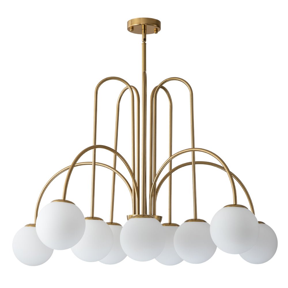 Glass Globe Chandelier | Mid-Century 10-Light Bubble Chandelier