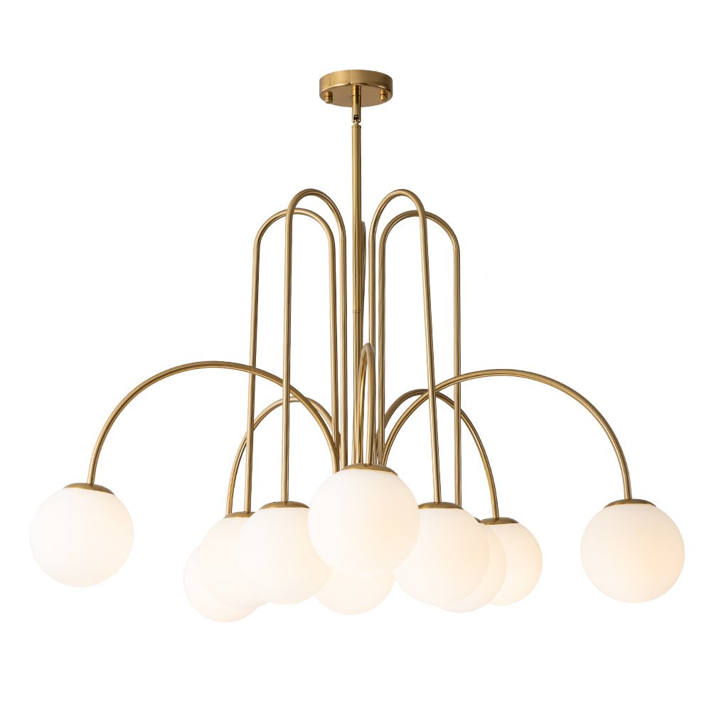Glass Globe Chandelier | Mid-Century 10-Light Bubble Chandelier