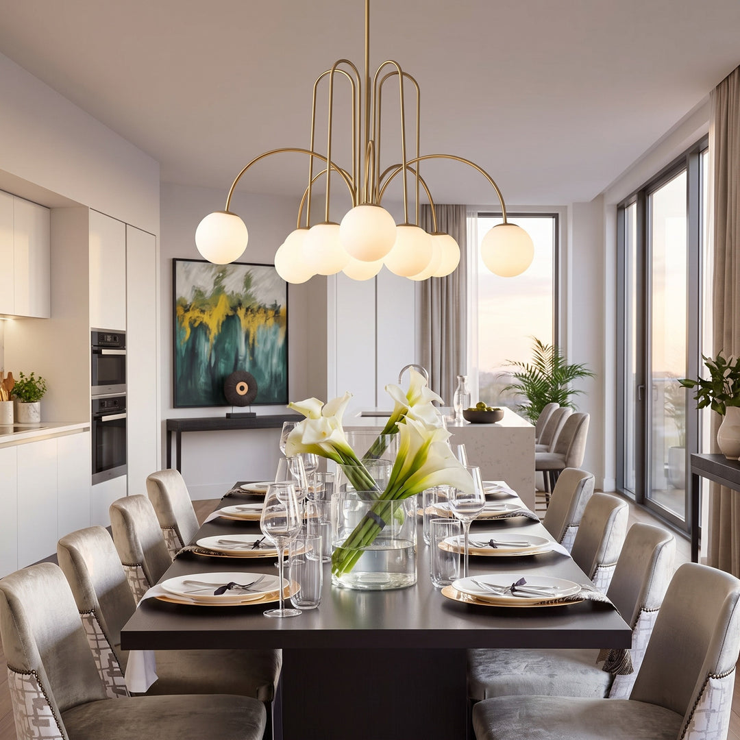 Glass Globe Chandelier styled in a home interior