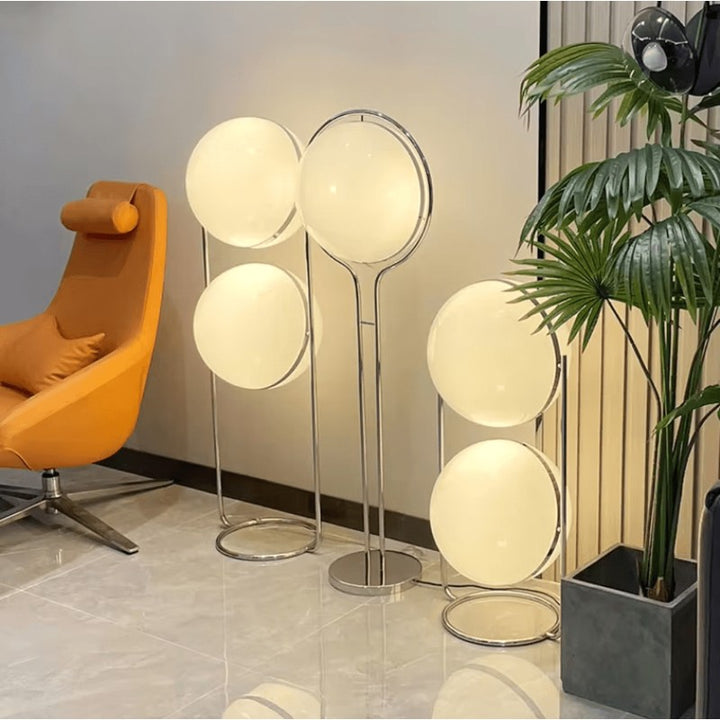 Globe Floor Lamp - Round Base with Ring Frame